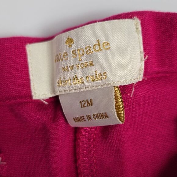 Kate Spade Baby Girl 12M Hot Pink Designer Soft Knit Pull On Pants Zip Pockets - Picture 3 of 5
